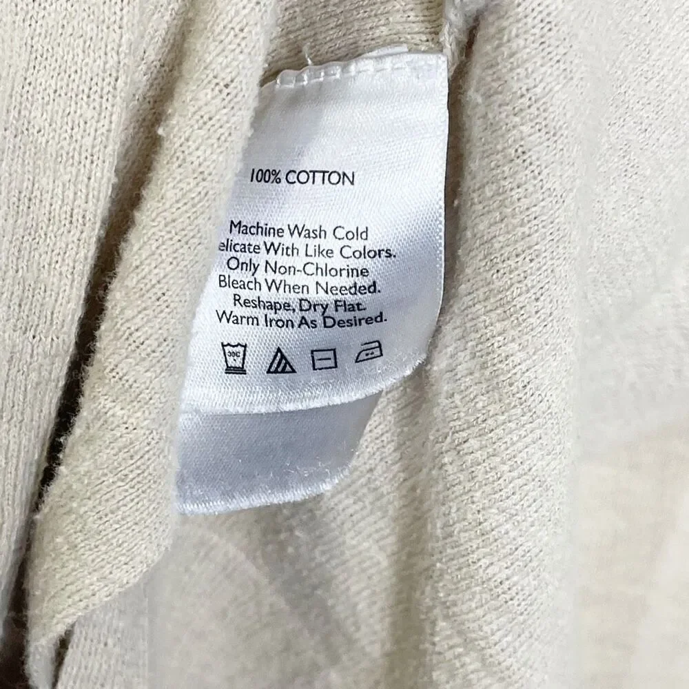 Eddie Bauer Open Front Tan Lightweight Cardigan Sweater Cotton Womens Size Large